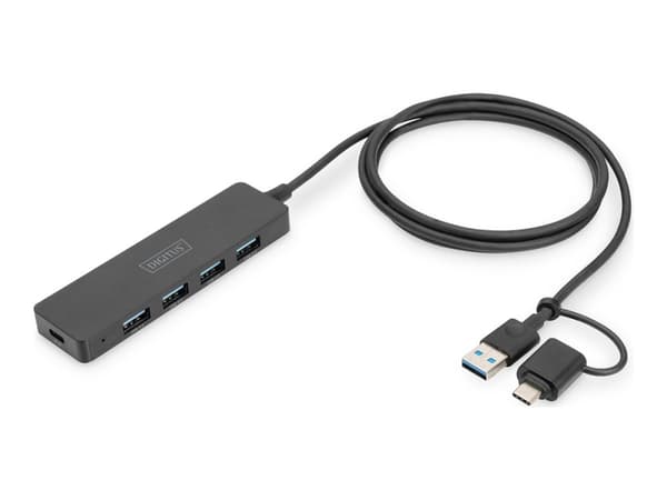 DIGITUS Slim Line - Hubb - 4 x SuperSpeed USB 3.0 - skrivbordsmodell