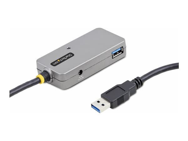 StarTech.com USB Extender Hub, 10m USB 3.0 Extension Cable with 4-Port USB Hub, Active/Bus Powered USB Repeater Cable, Optional 20W Power Supply Incl