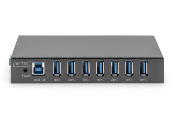DIGITUS - Hubb - industrilinje - 7 x SuperSpeed USB 3.0 - skrivbordsmodell, DIN-skenmonterbar, väggmonterbar - DC