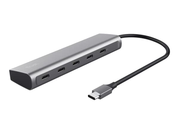 Trust Halyx - Hubb - 1 x USB-C (genomströmning) + 4 x USB-C 3.2 Gen 1 - skrivbordsmodell