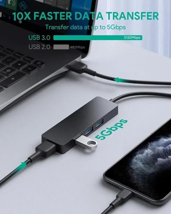 SiGN Hub 4xUSB-A - Svart