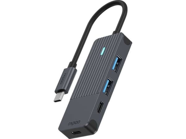 Rapoo UCH-4003, USB 3.2 Gen 1 (3.1 Gen 1) Typ-C, USB 3.2 Gen 1 (3.1 Gen 1) Typ-A, USB 3.2 Gen 1 (3.1 Gen 1) Typ-C, 5000 Mbit/s, antracit , 0,17 m, Ki