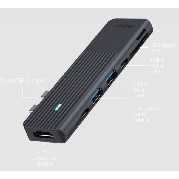 Rapoo USB-C Multiport UCM-2003 7-in-2 USB-C Adapter (MacBook)