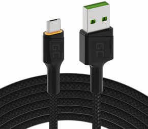 Kabelis Green Cell Ultra Charge Micro USB Male - USB-A Male with Orange LED Diode 2m