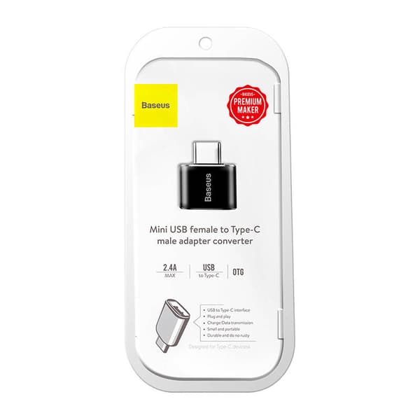 Adapteris Baseus Micro USB Female - USB Type-C Male Black