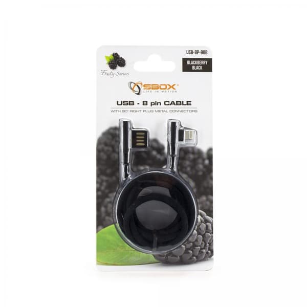 Sbox USB-8P-90B USB 8 Pin Cable blackberry black