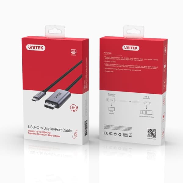 UNITEK V1409A kabel kønsskifter USB-C DisplayPort Sort, Grå