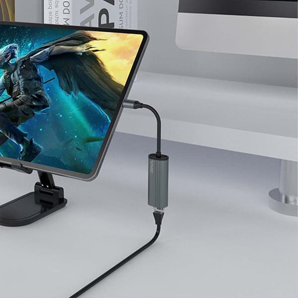 SAVIO-adapter USB-C 3.1 Gen.1 (M) till RJ-45 Gigabit Ethernet (F), 1000 Mbps, AK-56, grå