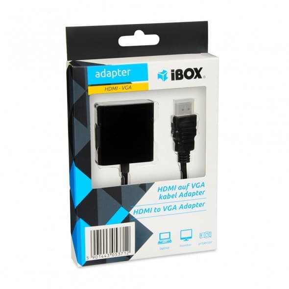 iBox IAHV01 videokabeladapter HDMI Typ A (Standard) VGA (D-Sub) Svart
