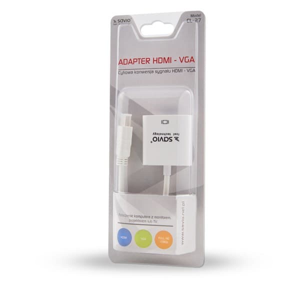 Savio CL-27 videokabeladapter VGA (D-Sub) HDMI Type A (Standard) Hvid