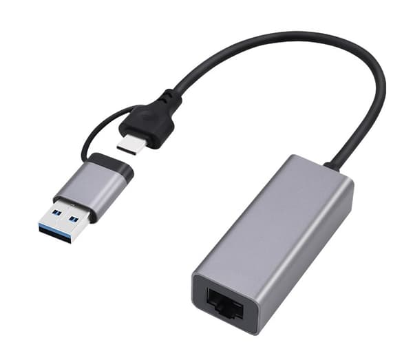 Gembird A-USB3AC-LAN-01 USB 3.1 + Type-C Gigabit verkkosovitin, avaruudenharmaa