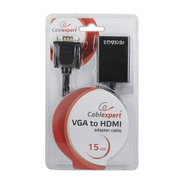 Gembird A-VGA-HDMI-01 videokaapelisovitin 0,15 m HDMI Type A (Standard) VGA (D-Sub) Musta