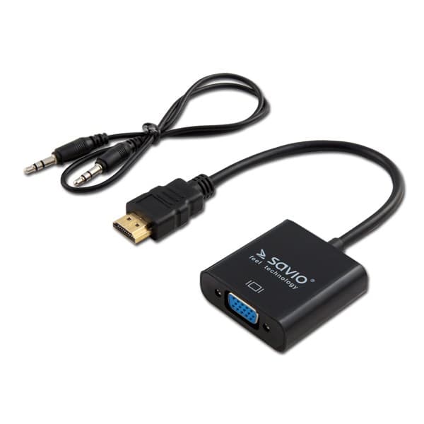 SAVIO HDMI (M) – VGA (F) Adapter med ljud CL-23/B Svart