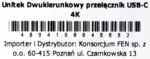 Unitek to-vejs signalomskifter USB-C, 2 i 1 ud 4K