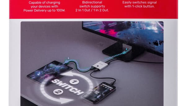 Unitek to-vejs signalomskifter USB-C, 2 i 1 ud 4K