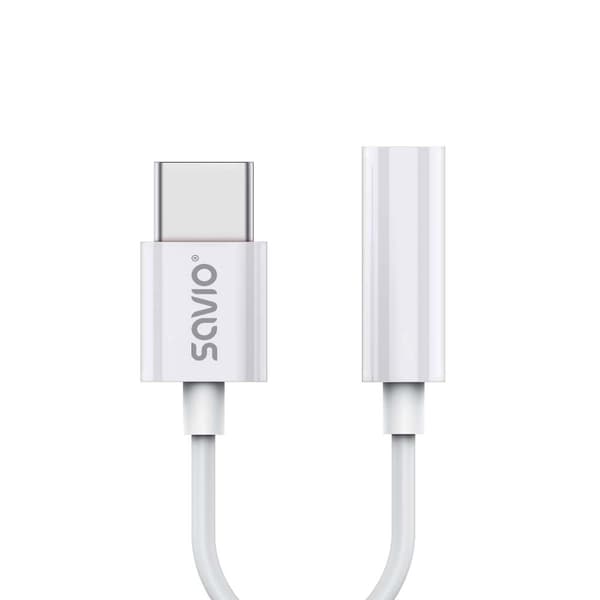 USB Type 3,1 C (M) – Jack 3,5 mm (F) lydadapter Hvid SAVIO AK-51