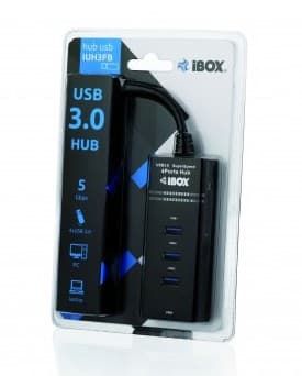 iBox IUH3FB gränssnittshubb 5000 Mbit/s Svart