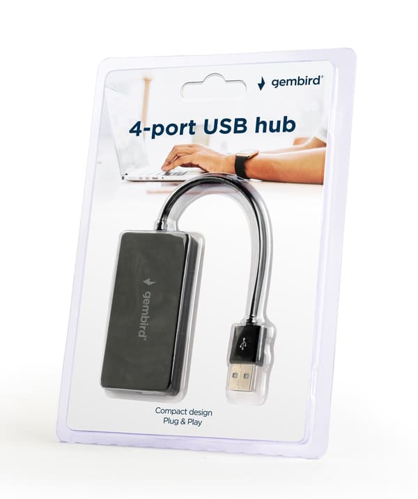 Gembird UHB-U2P4-04 gränssnittshubb USB 2.0 480 Mbit/s Svart