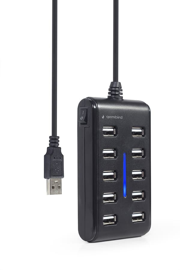 Gembird UHB-U2P10P-01 10-portars USB 2.0-hubb, svart
