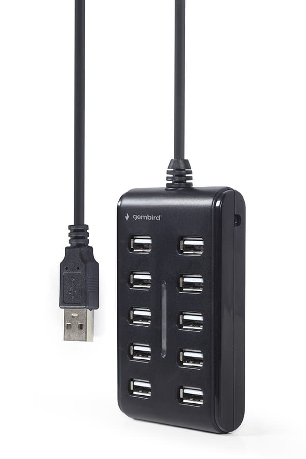 Gembird UHB-U2P10P-01 10-portars USB 2.0-hubb, svart