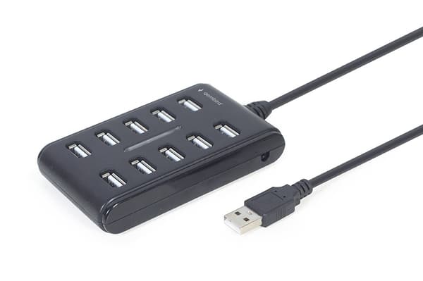 Gembird UHB-U2P10P-01 10-portars USB 2.0-hubb, svart