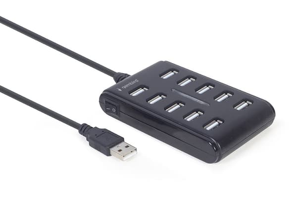 Gembird UHB-U2P10P-01 10-portars USB 2.0-hubb, svart