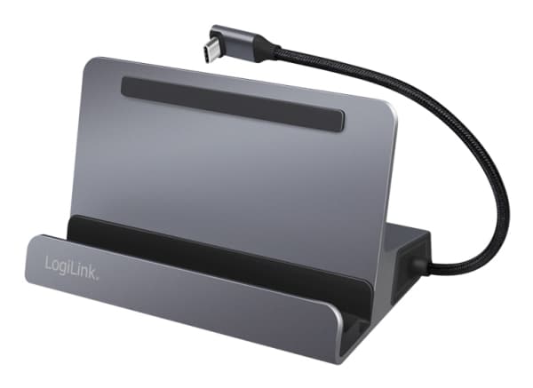LogiLink UA0408, Universell, iPad mini, 2018–2022 iPad Pro 12.9", 2018–2022 iPad Pro 11", 2020–2022 iPad Air, Microsoft..., USB Type-C, Sort, Sølv
