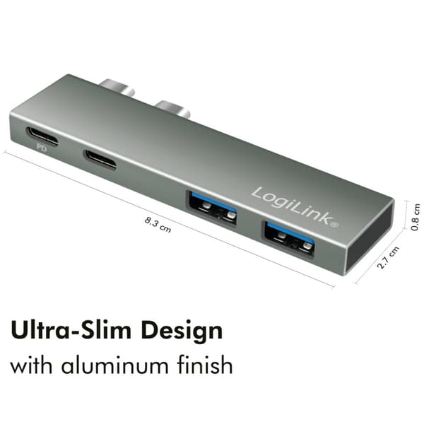 LogiLink Dual USB 3.2 Gen2x2-hub 4-portar PD 100W