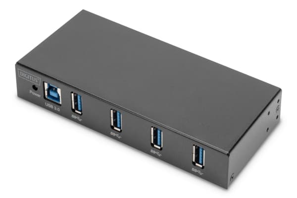 DIGITUS - Hubb - industrilinje - 4 x SuperSpeed USB 3.0 - skrivbordsmodell, DIN-skenmonterbar, väggmonterbar - DC