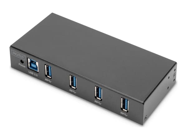 DIGITUS - Hubb - industrilinje - 4 x SuperSpeed USB 3.0 - skrivbordsmodell, DIN-skenmonterbar, väggmonterbar - DC