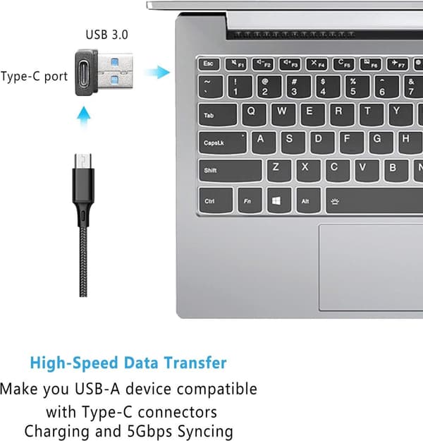 NÖRDIC USB-C hunn til USB-A hannvinklet adapter 90 grader