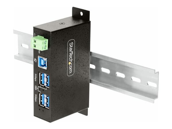 StarTech.com 4-Port Managed USB Hub with 4x USB-A, Heavy Duty with Metal Industrial Housing, ESD & Surge Protection, Wall/Desk/Din-Rail Mountable, US