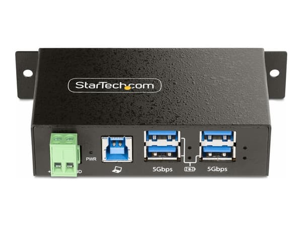 StarTech.com 4-Port Managed USB Hub with 4x USB-A, Heavy Duty with Metal Industrial Housing, ESD & Surge Protection, Wall/Desk/Din-Rail Mountable, US