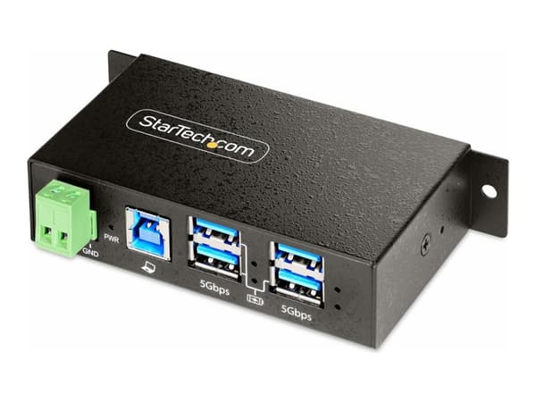 StarTech.com 4-Port Managed USB Hub with 4x USB-A, Heavy Duty with Metal Industrial Housing, ESD & Surge Protection, Wall/Desk/Din-Rail Mountable, US