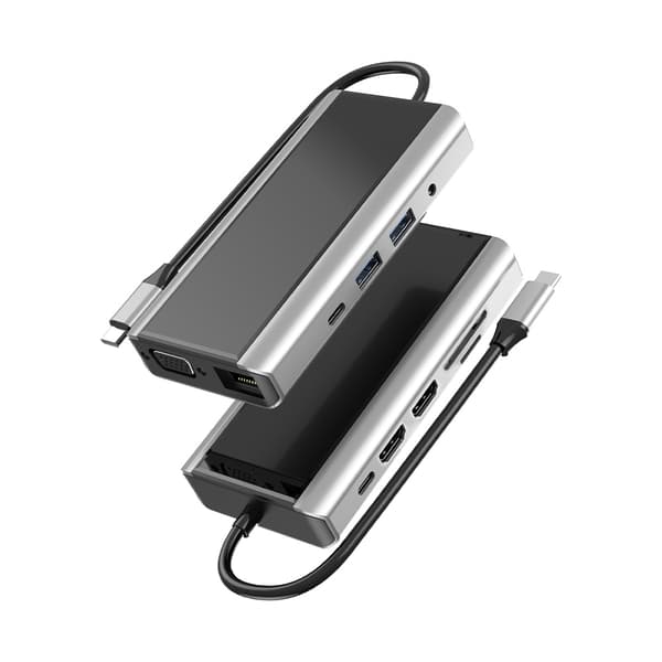 INF 11 i 1 USB C Hub med USB 3.0, HDMI, RJ45, SD/TF-kortlæser, 100W PD-opladning