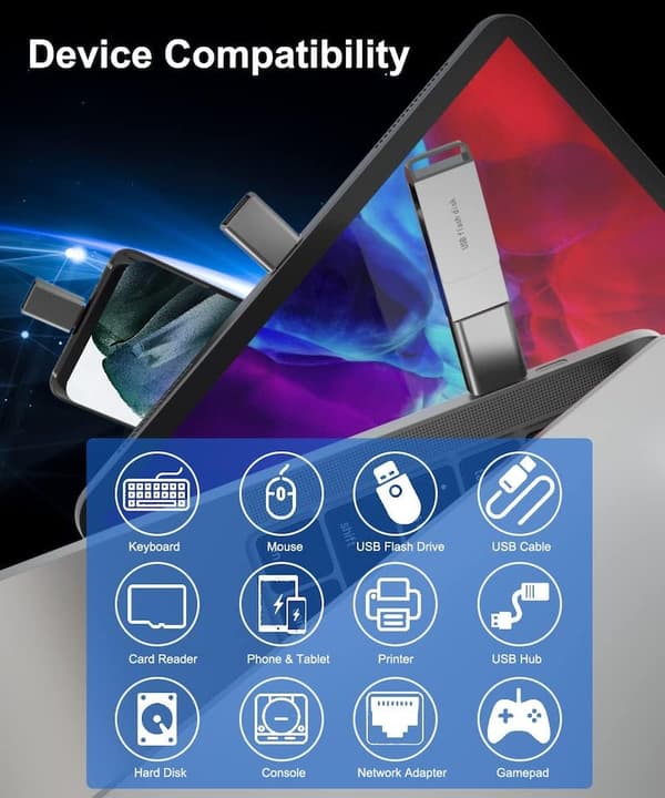 USB-C til USB-adapter, USB-C mann til USB En 3.0 kvinnelig adapter