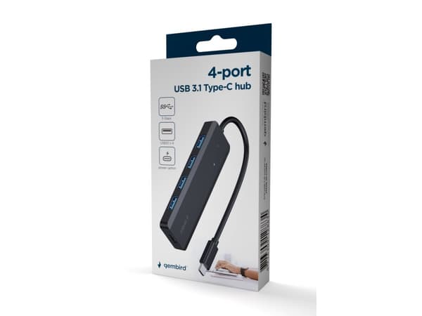Gembird UHB-CM-U3P4P-01 - Hubb - typ-C - 4 x USB 3.1 Gen 1 - skrivbordsmodell