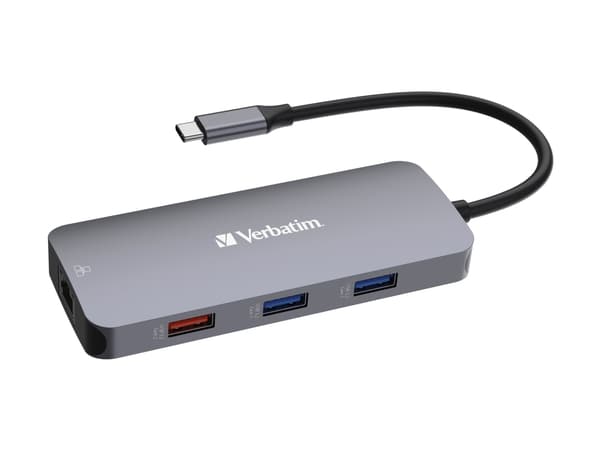 Verbatim CMH 09 - Hubb - 1 x HDMI + 2 x USB-C 3.2 Gen 2 + 3 x USB 3.2 Gen 1 + 1 x 1 Gigabit Ethernet - skrivbordsmodell