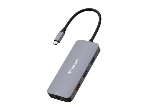 Verbatim CMH 09 - Hubb - 1 x HDMI + 2 x USB-C 3.2 Gen 2 + 3 x USB 3.2 Gen 1 + 1 x 1 Gigabit Ethernet - skrivbordsmodell