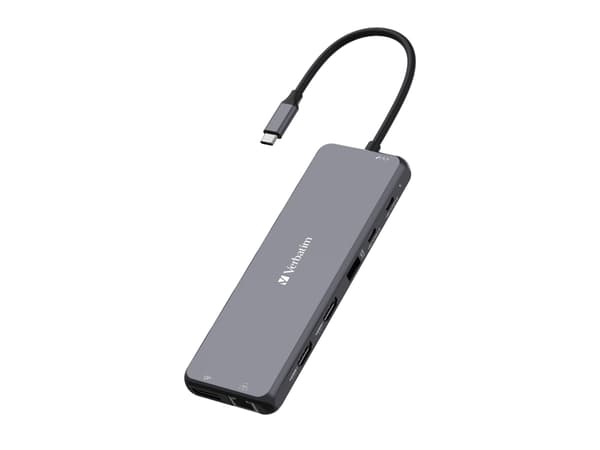 Verbatim CMH 13 - Hubb - 2 x HDMI + 2 x USB-C (strömleverans) + 3 x USB-A 3.2 Gen 1 + 1 x DisplayPort - skrivbordsmodell