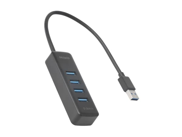 DELTACO - Hubb - 4 x USB - skrivbordsmodell