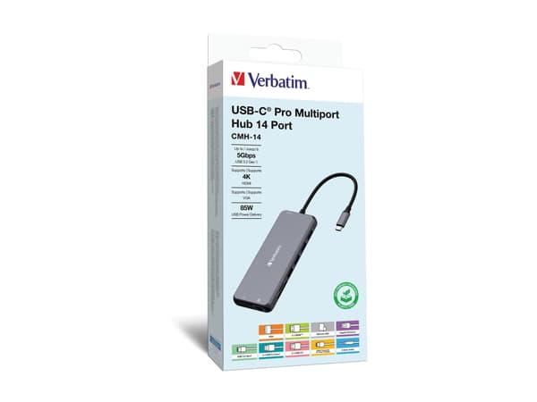 Verbatim - Hubb - 2 x HDMI + 1 x VGA + 7 x USB + 1 x 1 Gigabit Ethernet - skrivbordsmodell