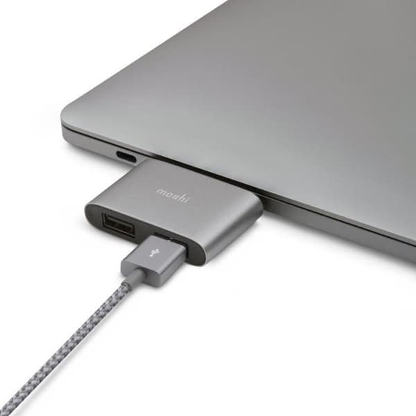 Moshi USB-C Till Dubbell-A Adapter - Grå