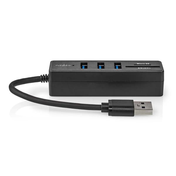 Nedis USB-hubb | USB A-Hane | 3x USB A hona | 5-Port port(s) | USB 3.2 Gen 1 | USB ström | 5 Gbps | SD & MicroSD