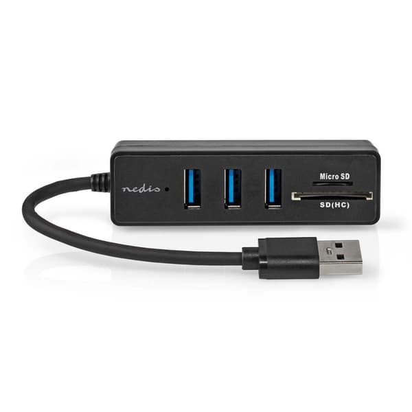 Nedis USB-hubb | USB A-Hane | 3x USB A hona | 5-Port port(s) | USB 3.2 Gen 1 | USB ström | 5 Gbps | SD & MicroSD