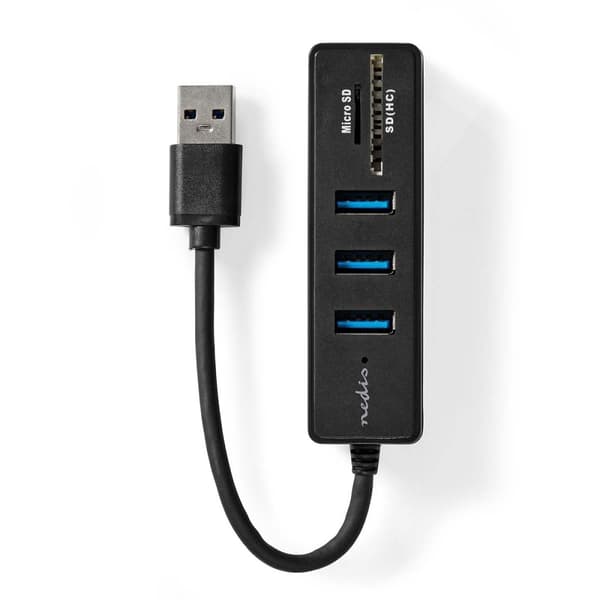 Nedis USB-hubb | USB A-Hane | 3x USB A hona | 5-Port port(s) | USB 3.2 Gen 1 | USB ström | 5 Gbps | SD & MicroSD