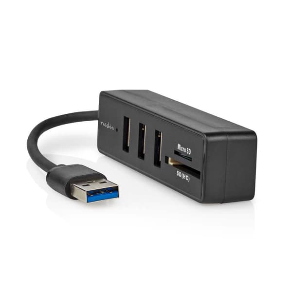 Nedis USB-hubb | USB A-Hane | 3x USB A hona | 5-Port port(s) | USB 3.2 Gen 1 | USB ström | 5 Gbps | SD & MicroSD