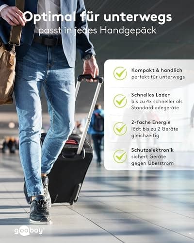 Goobay 65411 Oplader til mobilenhed Hovedtelefoner - Smartphone - Tablet Sort AC Hurtig opladning indendørs (65411)