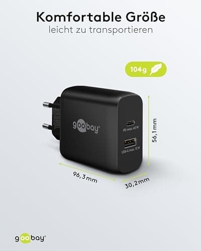 Goobay 65411 Oplader til mobilenhed Hovedtelefoner - Smartphone - Tablet Sort AC Hurtig opladning indendørs (65411)