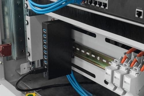 DIGITUS industriell 7-ports USB-hubb - 7X USB-A - USB 3.0-5 Gbps - USB SuperSpeed - 15 kV ESD-skydd - DIN-skena montering - svart